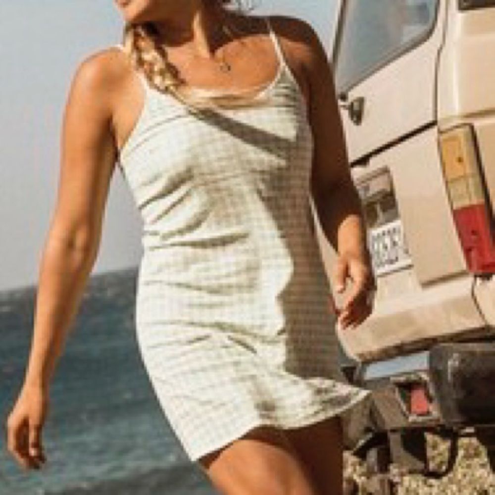 Nwt Live to be spoiled green -white checkered pattern  mini slip dress sz  S